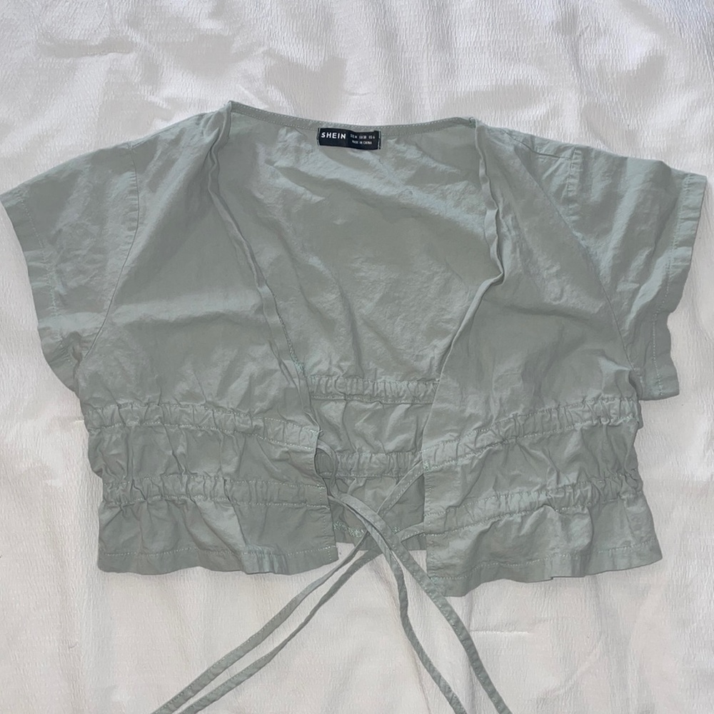 Shein Cropped Tie Blouse